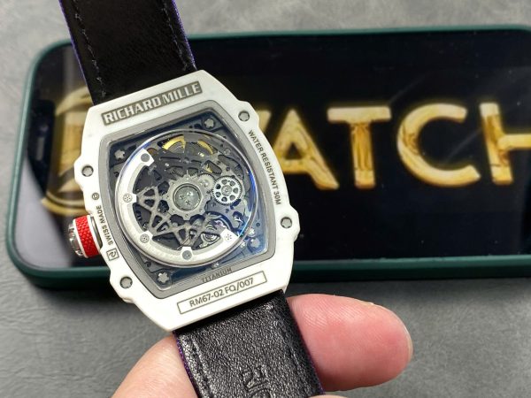 Đồng Hồ Richard Mille RM67-02 Chế Tác Vỏ Carbon Trắng Siêu Nhẹ 37 Grams 38.7×47 (11)