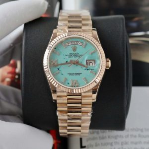 Đồng Hồ Rolex Chế Tác Day-Date 128238 Mặt Số Turquoise Bọc Vàng Thật 36mm (2)