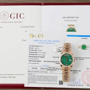 Đồng Hồ Rolex Day-Date 128235 Mặt Số Đá Aventurine Chế Tác Bọc Vàng Thật 36mm (2)