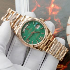 Đồng Hồ Rolex Day-Date 128235 Mặt Số Đá Aventurine Chế Tác Bọc Vàng Thật 36mm (2)