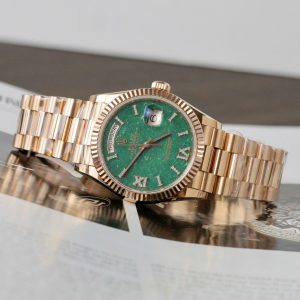 Đồng Hồ Rolex Day-Date 128235 Mặt Số Đá Aventurine Chế Tác Bọc Vàng Thật 36mm (2)