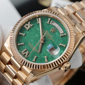 Đồng Hồ Rolex Day-Date 128235 Mặt Số Đá Aventurine Chế Tác Bọc Vàng Thật 36mm (2)