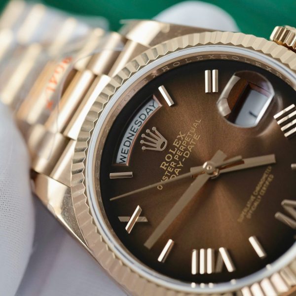 Đồng Hồ Rolex Day-Date 128235 Replica 11 Mặt Chocolate Trọng Lượng 158gram QF Factory 36mm (2)