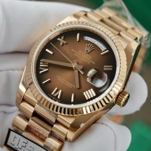 Đồng Hồ Rolex Day-Date 128235 Replica 11 Mặt Chocolate Trọng Lượng 158gram QF Factory 36mm (2)