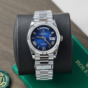 Đồng Hồ Rolex Day-Date 128236 Rep 11 Cao Cấp Mặt Xanh Blue Trọng Lượng 158gram QF Factory 36mm (2)