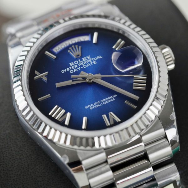 Đồng Hồ Rolex Day-Date 128236 Rep 11 Cao Cấp Mặt Xanh Blue Trọng Lượng 158gram QF Factory 36mm (2)