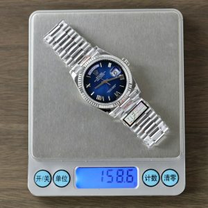 Đồng Hồ Rolex Day-Date 128236 Rep 11 Cao Cấp Mặt Xanh Blue Trọng Lượng 158gram QF Factory 36mm (2)