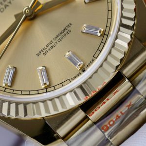 Đồng Hồ Rolex Day-Date 128238 Chế Tác Mặt Vàng Champagne Trọng Lượng 158gram QF Factory 36mm (2)