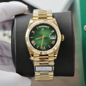 Đồng Hồ Rolex Day-Date 128238 Rep 11 Màu Xanh Lá Ombre Trọng Lượng 158gram Nhà Máy QF 36mm (2)