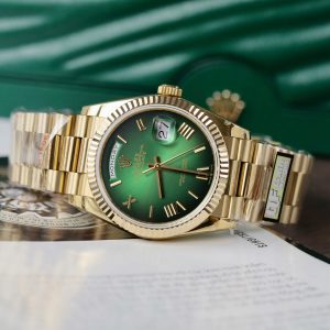 Đồng Hồ Rolex Day-Date 128238 Rep 11 Màu Xanh Lá Ombre Trọng Lượng 158gram Nhà Máy QF 36mm (2)