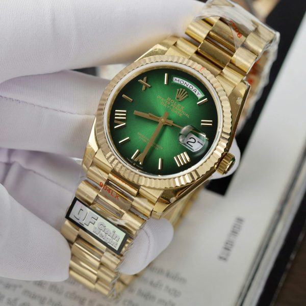 Đồng Hồ Rolex Day-Date 128238 Rep 11 Màu Xanh Lá Ombre Trọng Lượng 158gram Nhà Máy QF 36mm (2)