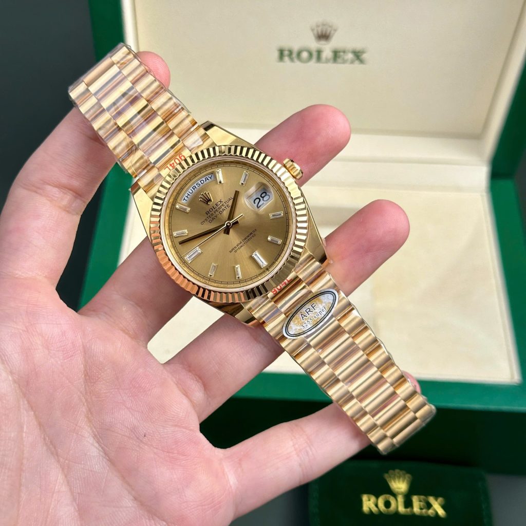 Đồng Hồ Rolex Day-Date 228238 Replica 11 Mặt Vàng Máy Caliber 3255 Thuỵ Sỹ Nhà Máy AR 40mm (2)