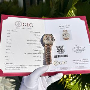 Đồng Hồ Rolex Day-Date Chế Tác Bọc Vàng + Đính Kim Cương Moissanite Baguette Hong Kong 40mm (2)