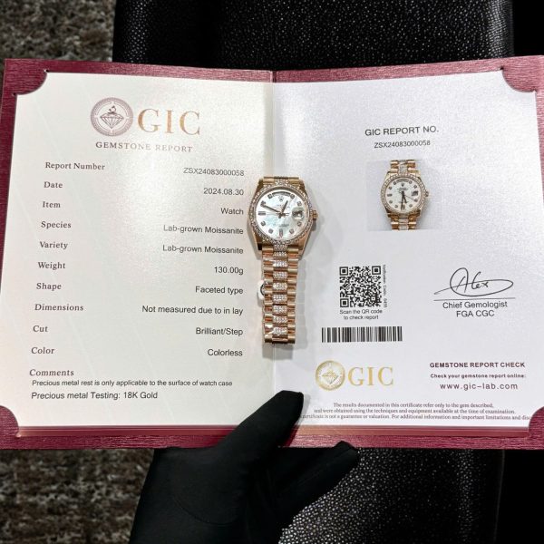 Đồng Hồ Rolex Day-Date Chế Tác Bọc Vàng Đính Kim Cương Moissanite Hong Kong 36mm (2)