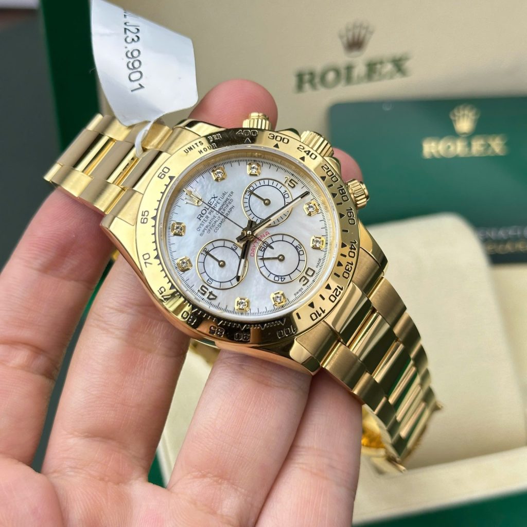 Đồng Hồ Rolex Daytona 116508 Chế Tác Bọc Vàng Thật Mặt Khảm Xà Cừ 40mm (2)