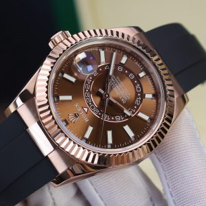 Đồng Hồ Rolex Sky-Dweller M336235 Chế Tác Bọc Vàng Thật Mặt Chocolate 42mm (2)