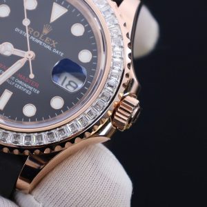 Đồng Hồ Rolex Yacht-Master Chế Tác Bọc Vàng Đính Kim Cương Moissanite Baguette Hong Kong 40mm (2)