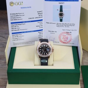 Đồng Hồ Rolex Yacht-Master Chế Tác Bọc Vàng Đính Kim Cương Moissanite Baguette Hong Kong 40mm (2)