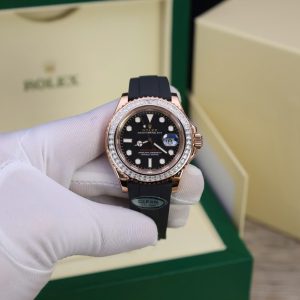 Đồng Hồ Rolex Yacht-Master Chế Tác Bọc Vàng Đính Kim Cương Moissanite Baguette Hong Kong 40mm (2)