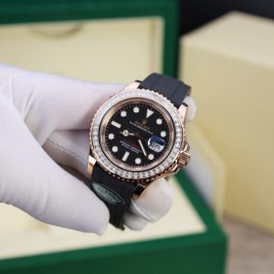 Đồng Hồ Rolex Yacht-Master Chế Tác Bọc Vàng Đính Kim Cương Moissanite Baguette Hong Kong 40mm (2)