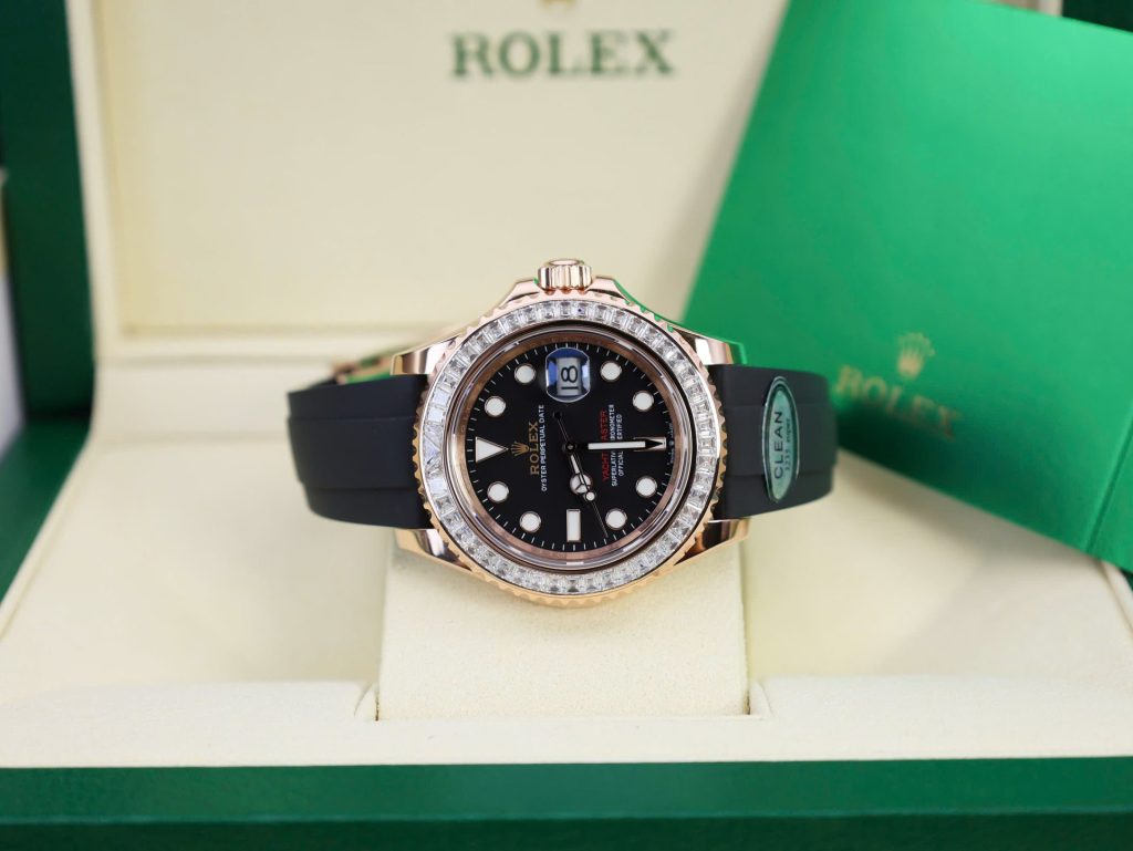 Đồng Hồ Rolex Yacht-Master Chế Tác Bọc Vàng Đính Kim Cương Moissanite Baguette Hong Kong 40mm (2)