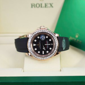 Đồng Hồ Rolex Yacht-Master Chế Tác Bọc Vàng Đính Kim Cương Moissanite Baguette Hong Kong 40mm (2)