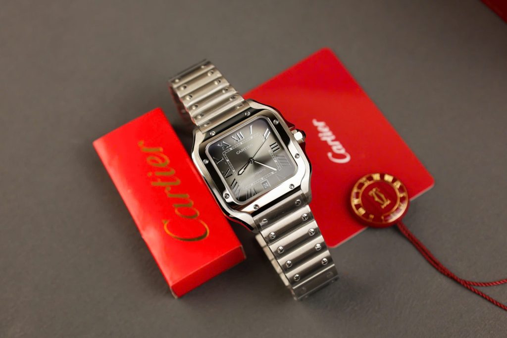 Đồng Hồ Cartier Santos Replica 11 Cao Cấp Mặt Xám Nhà Máy AF 39 (2)