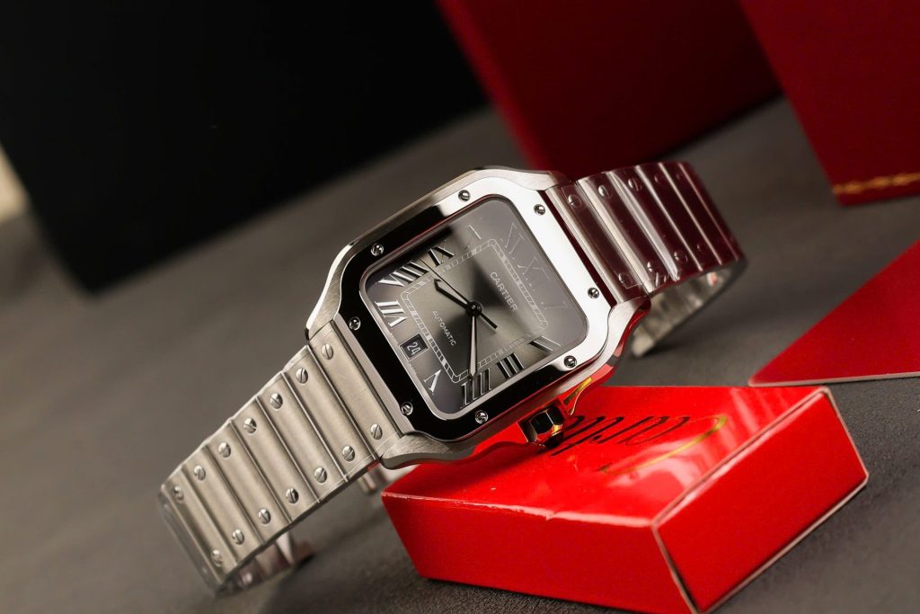 Đồng Hồ Cartier Santos Replica 11 Cao Cấp Mặt Xám Nhà Máy AF 39 (2)