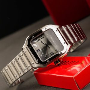 Đồng Hồ Cartier Santos Replica 11 Cao Cấp Mặt Xám Nhà Máy AF 39 (2)