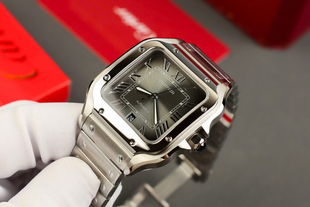 Đồng Hồ Cartier Santos Replica 11 Cao Cấp Mặt Xám Nhà Máy AF 39 (2)