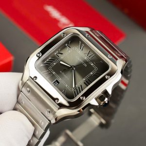 Đồng Hồ Cartier Santos Replica 11 Cao Cấp Mặt Xám Nhà Máy AF 39 (2)