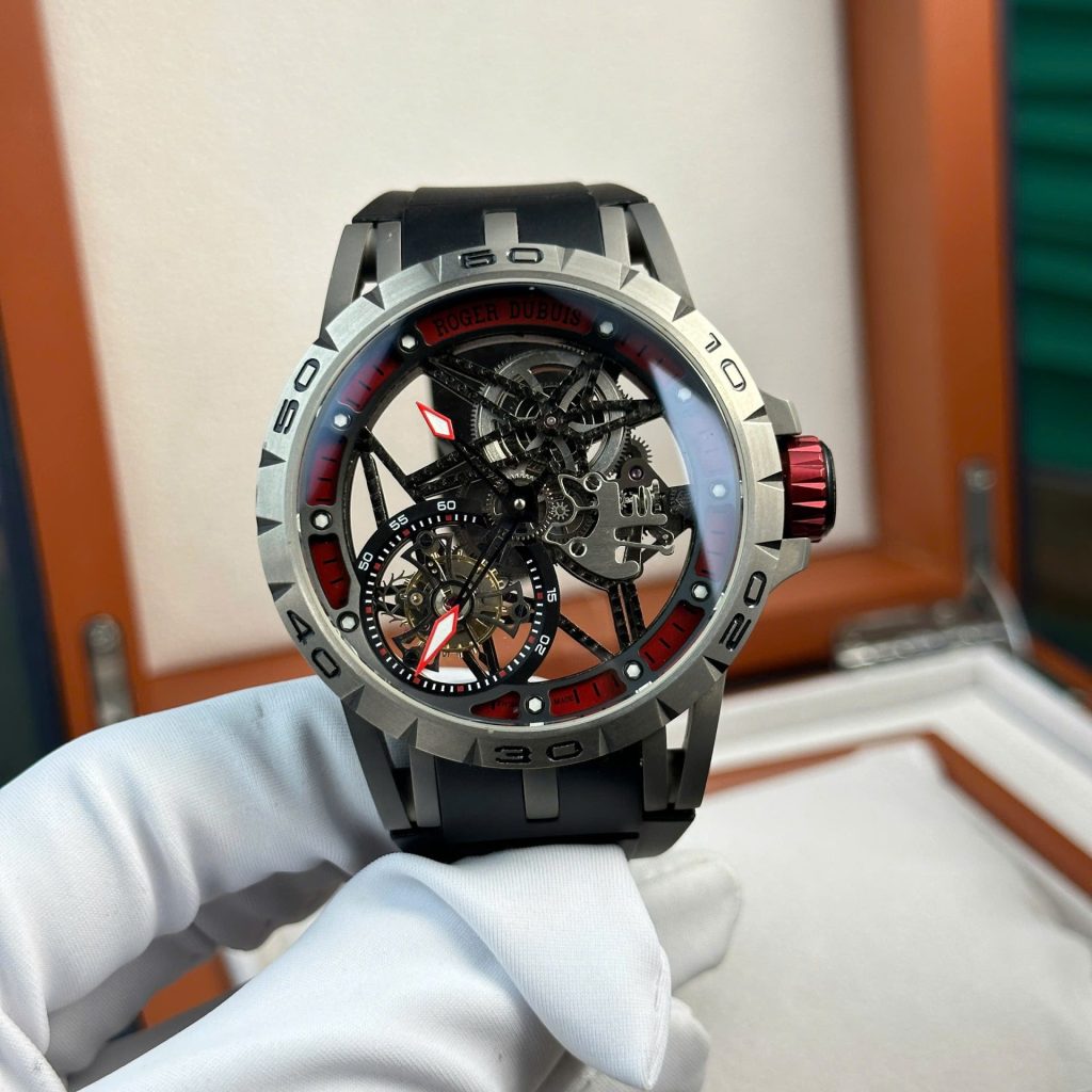 Đồng Hồ Chế Tác Roger Dubuis Excalibur Spider Titanium RDDBEX0545 Màu Đỏ Nhà Máy BBR 45mm (2)