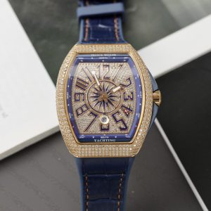 Đồng Hồ Franck Muller V45 Replica 11 Đính Đá Màu Xanh Blue Nhà Máy ABF 45mm (2)