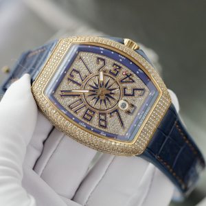 Đồng Hồ Franck Muller V45 Replica 11 Đính Đá Màu Xanh Blue Nhà Máy ABF 45mm (2)