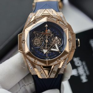 Đồng Hồ Hublot Big Bang Sang Bleu II King Gold Fake 11 Cao Cấp Màu Xanh Blue HBF 44mm (2)