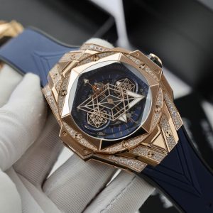 Đồng Hồ Hublot Big Bang Sang Bleu II King Gold Fake 11 Cao Cấp Màu Xanh Blue HBF 44mm (2)