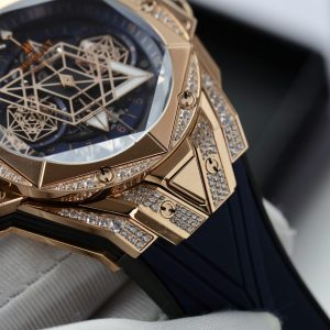 Đồng Hồ Hublot Big Bang Sang Bleu II King Gold Fake 11 Cao Cấp Màu Xanh Blue HBF 44mm (2)