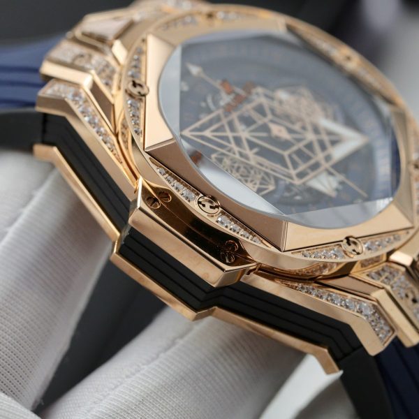 Đồng Hồ Hublot Big Bang Sang Bleu II King Gold Fake 11 Cao Cấp Màu Xanh Blue HBF 44mm (2)