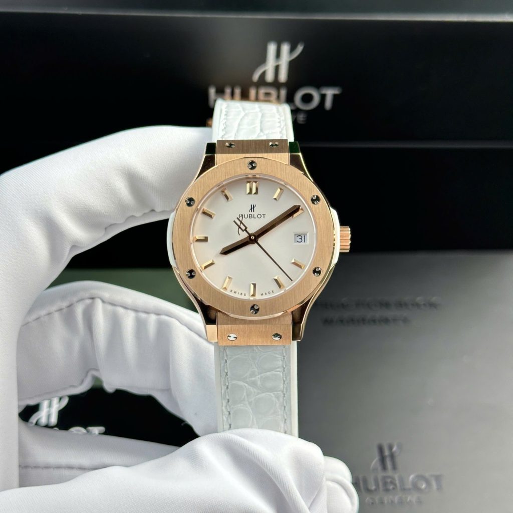 Đồng Hồ Hublot Classic Fusion King Gold Replica 11 Nữ Màu Trắng Nhà Máy HB 33mm (2)