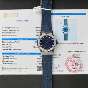 Đồng Hồ Hublot Classic Fusion Titanium Rep 11 Mặt Xanh Blue Viền Đính Kim Cương Moissanite 42mm (2)