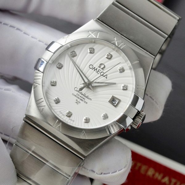 Đồng Hồ Omega Constellation Co-Axial Fake 11 Mặt Trắng 38mm (2)