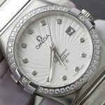 Đồng Hồ Omega Constellation Co-Axial Fake 11 Thụy Sỹ Mặt Trắng Đính Đá 38mm (2)
