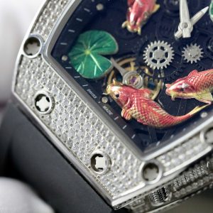 Đồng Hồ Richard Mille Cá Coi Replica 11 Dây Cao Su Đen 42mm (1)