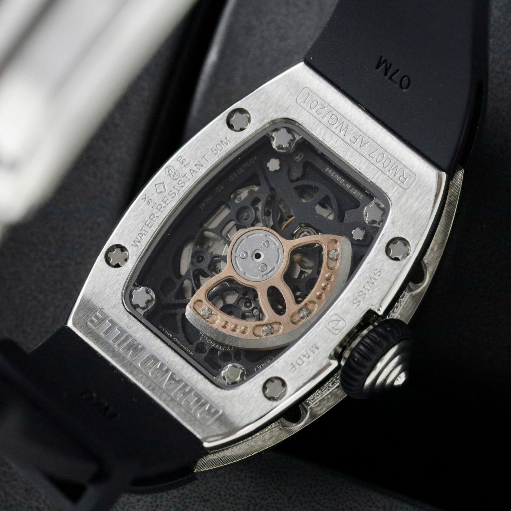 Đồng Hồ Richard Mille RM007 Chế Tác Đính Full Kim Cương Moissanite Mặt Viền Khóa 36mm (2)