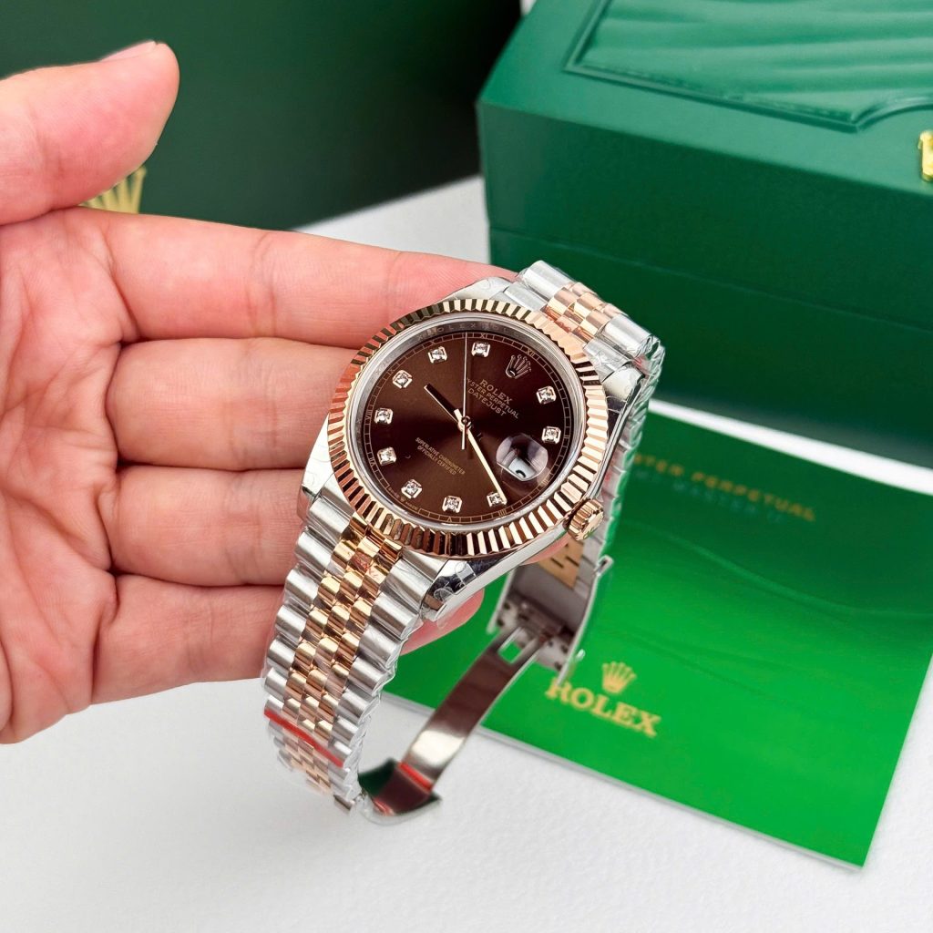 Đồng Hồ Rolex DateJust 126331 Replica 11 Mặt Chocolate Cọc Số Đính Đá 41mm (2)