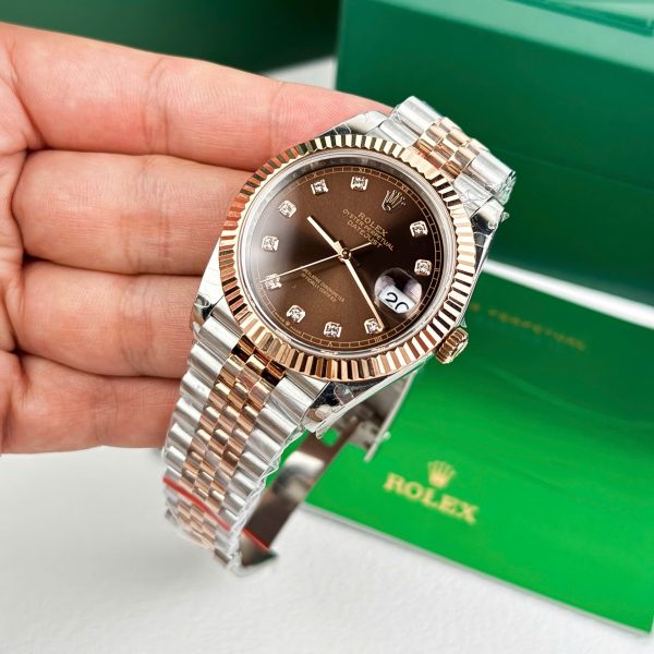 Đồng Hồ Rolex DateJust 126331 Replica 11 Mặt Chocolate Cọc Số Đính Đá 41mm (2)