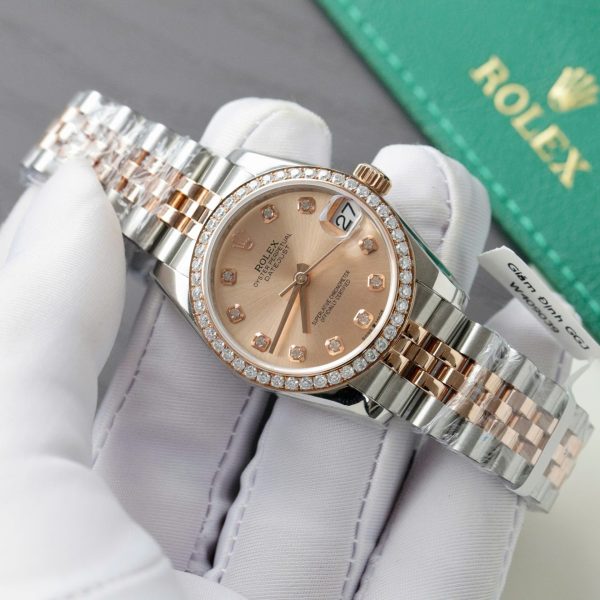 Đồng Hồ Rolex DateJust Chế Tác Đính Kim Cương Moissanite Hong Kong 31mm (2)