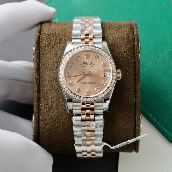 Đồng Hồ Rolex DateJust Chế Tác Đính Kim Cương Moissanite Hong Kong 31mm (2)