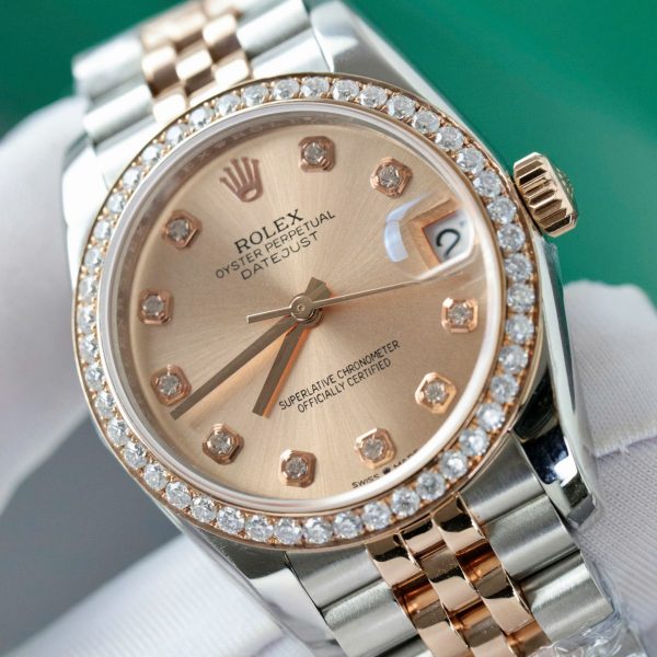 Đồng Hồ Rolex DateJust Chế Tác Đính Kim Cương Moissanite Hong Kong 31mm (9)