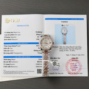 Đồng Hồ Rolex DateJust Replica 11 Mặt Khảm Xà Cừ Đính Kim Cương Moissanite Hong Kong 31mm (9)